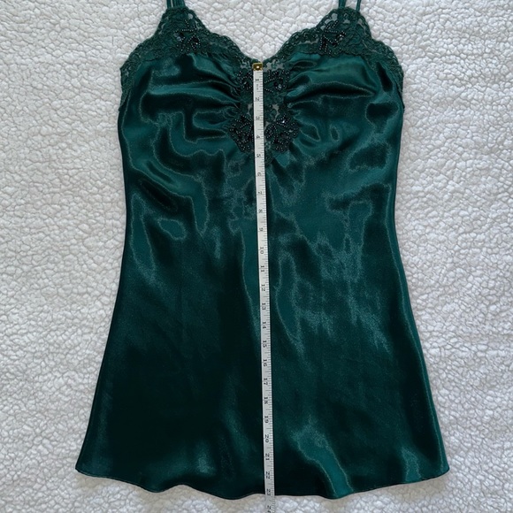 Gold Label Victoria’s Secret vintage emerald green lace satin slip nightgown P - Picture 9 of 10